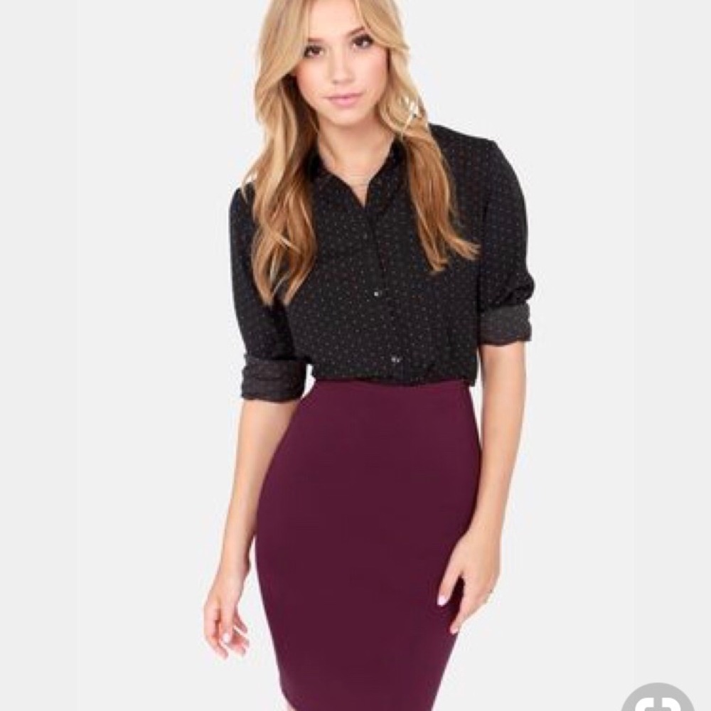 Burgundy Zara Pencil Skirt